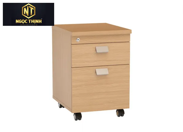 Hộc di động gỗ công nghiệp melamine có 2 ngăn kéo HRM1D1F